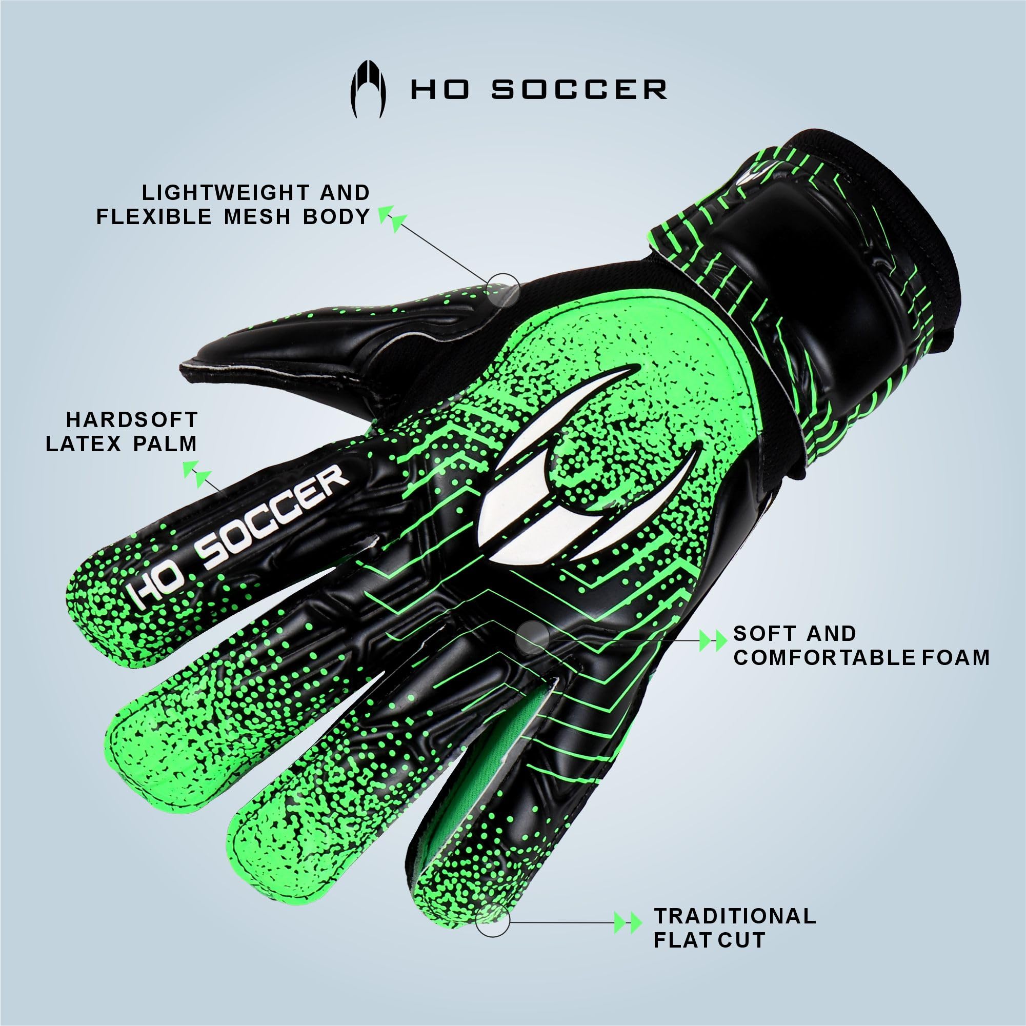HO Soccer Force Green rękawice bramkarskie, Unisex dzieci, czarne/zielone, 3