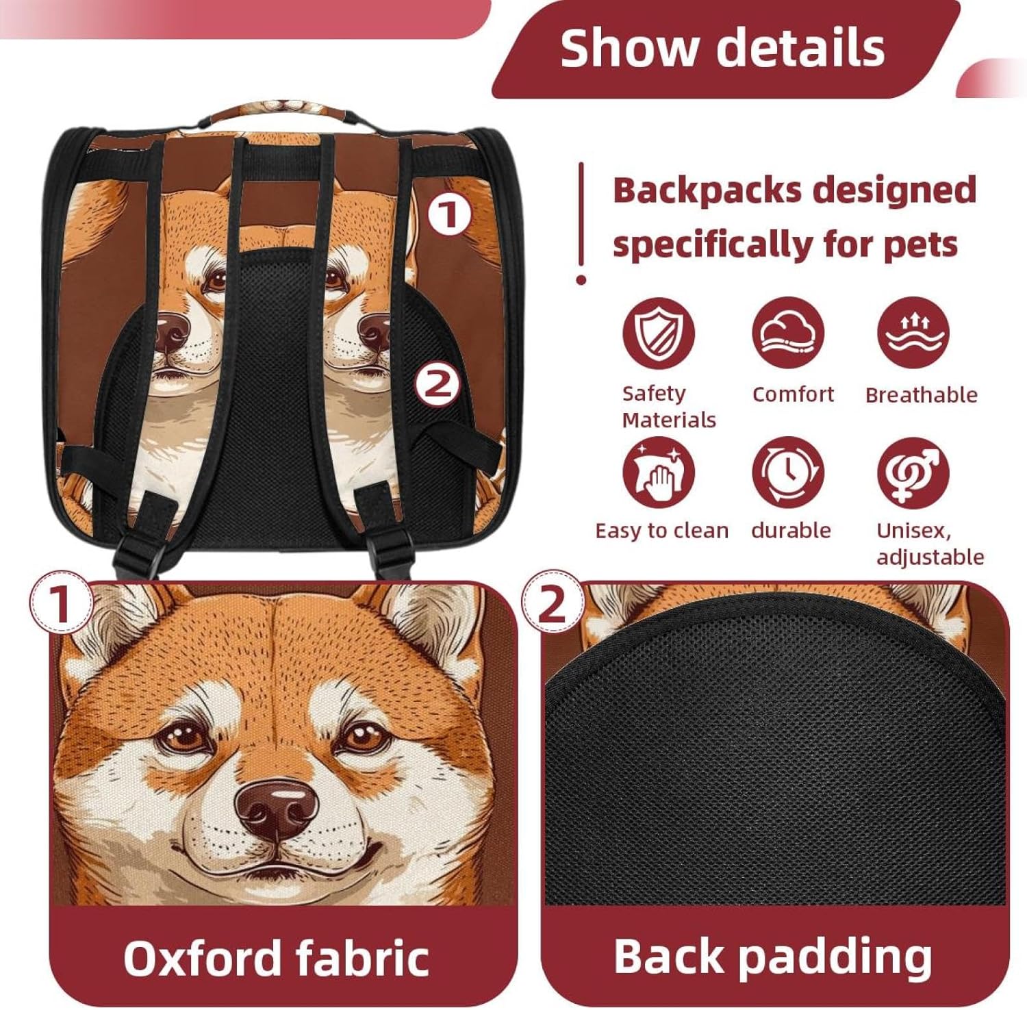 Cute Dog Pet Carrier Airline Approved Soft Sided Portable Cozy Travel Pet Bag, Car Seat Safe Carrier for Cats and Dogs