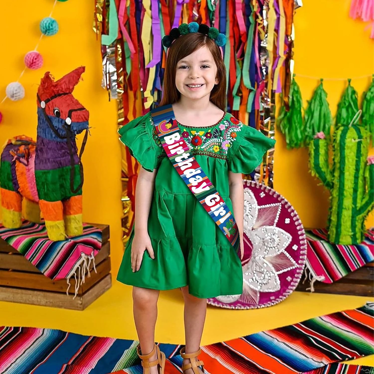 Mexican Birthday Girl Sash for Women - Fiesta Birthday Sash for Mexican Theme Party Decorations - Official Teenager Sweet 16, 18th 21st 30th 40th 50th or Any Other Bday Party Supplies