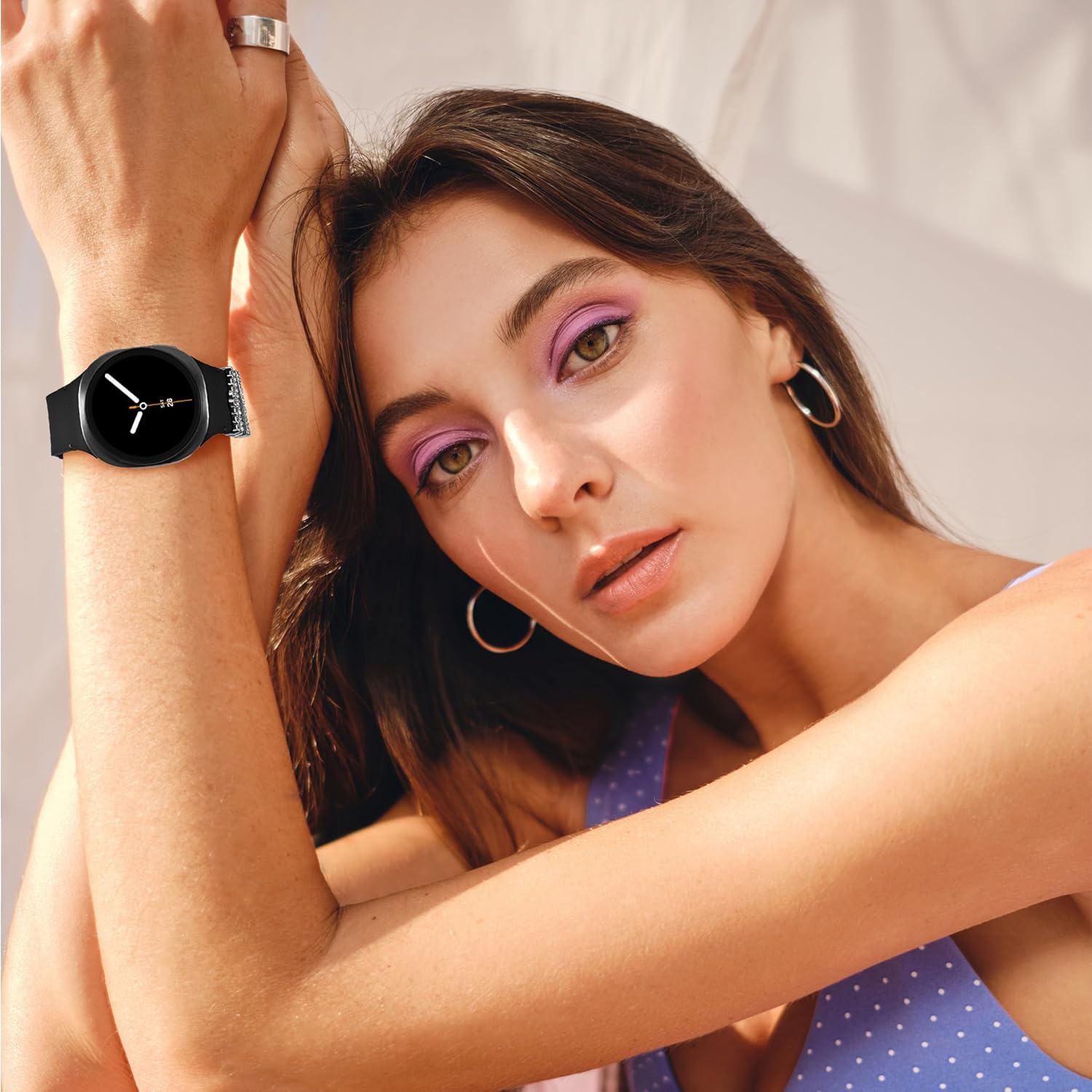 Band Compatible with Samsung Galaxy Watch 8 Band 40mm 44mm/Galaxy Watch 8 Classic 46mm, Soft Silicone Replacement Strap for Galaxy Watch 8 2025 with Decorative Charms Accessories Women - Image 7