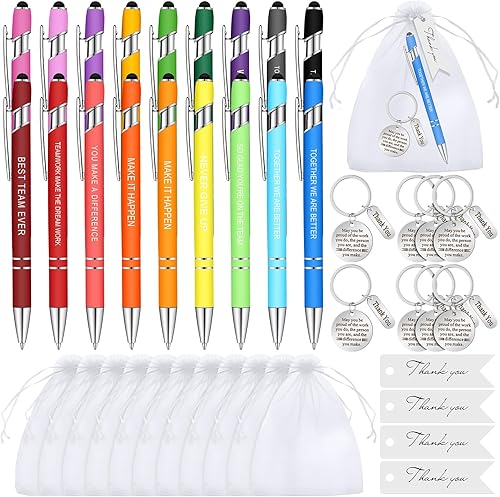Miniatura 1 de Qeeenar 40 juegos de regalos de agradecimiento a los empleados, 40 bolígrafos inspiradores, 40 llaveros de agradecimiento a granel, 40 bolsas de