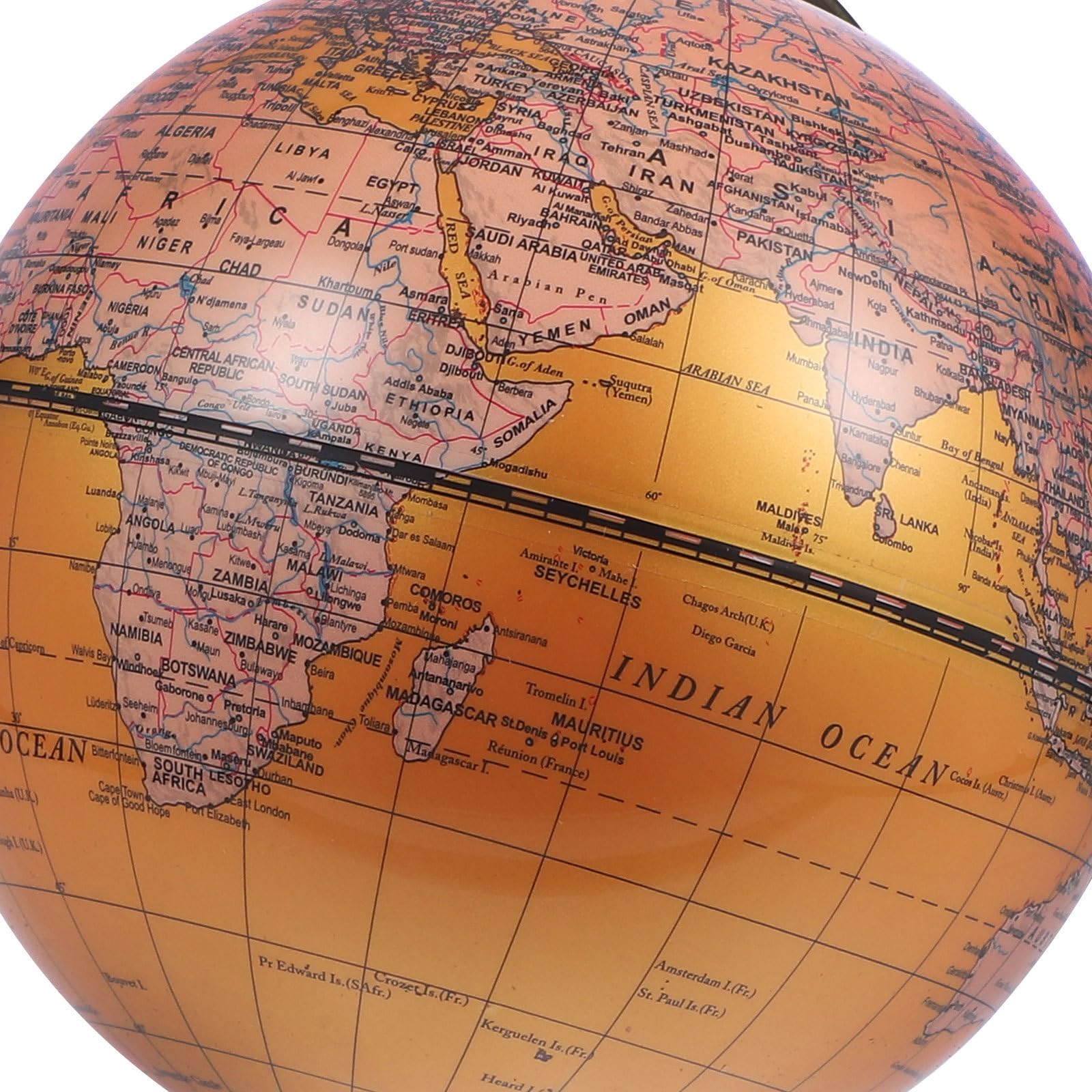 Gatuida Globo Terráqueo Decorativo de Escritorio Europeo Estilo Ligero y Lujoso Base Estable Diseño Perlado Amarillo Adorno Educativo para Oficina y Hogar 1 Pieza