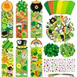 Treasure Cove St. Patrick's Day Crafts Kits Foam Shamrock Bookmark Craft DIY Bookmarks Ornaments St. Patrick's Day Decorations with Clover Foam Stickers for Irish Classroom Party Favors 24 Sets