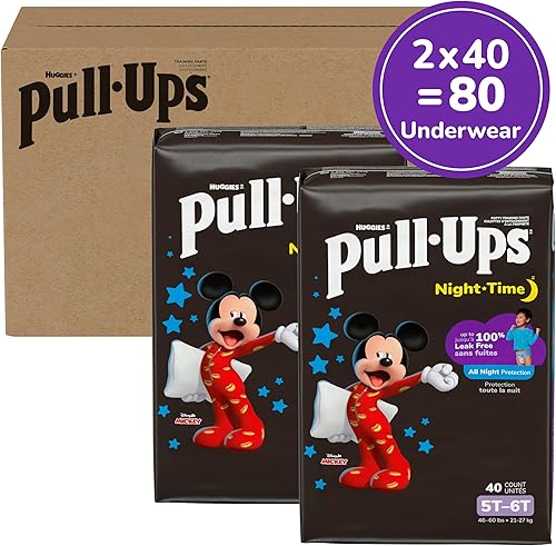 Miniatura 2 de Pull-Ups Pantalones de entrenamiento nocturno para niños, talla 5T-6T, ropa interior de entrenamiento nocturno (46-60 libras), 80 unidades