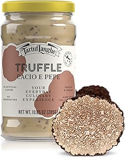 TartufLanghe Cacio e Pepe Truffle Sauce - Authentic Italian Pasta Sauce with Black Truffle & Pecorino Romano Cheese for Risottos, Gnocchi, Ravioli, Imported from Italy - 10.05 oz