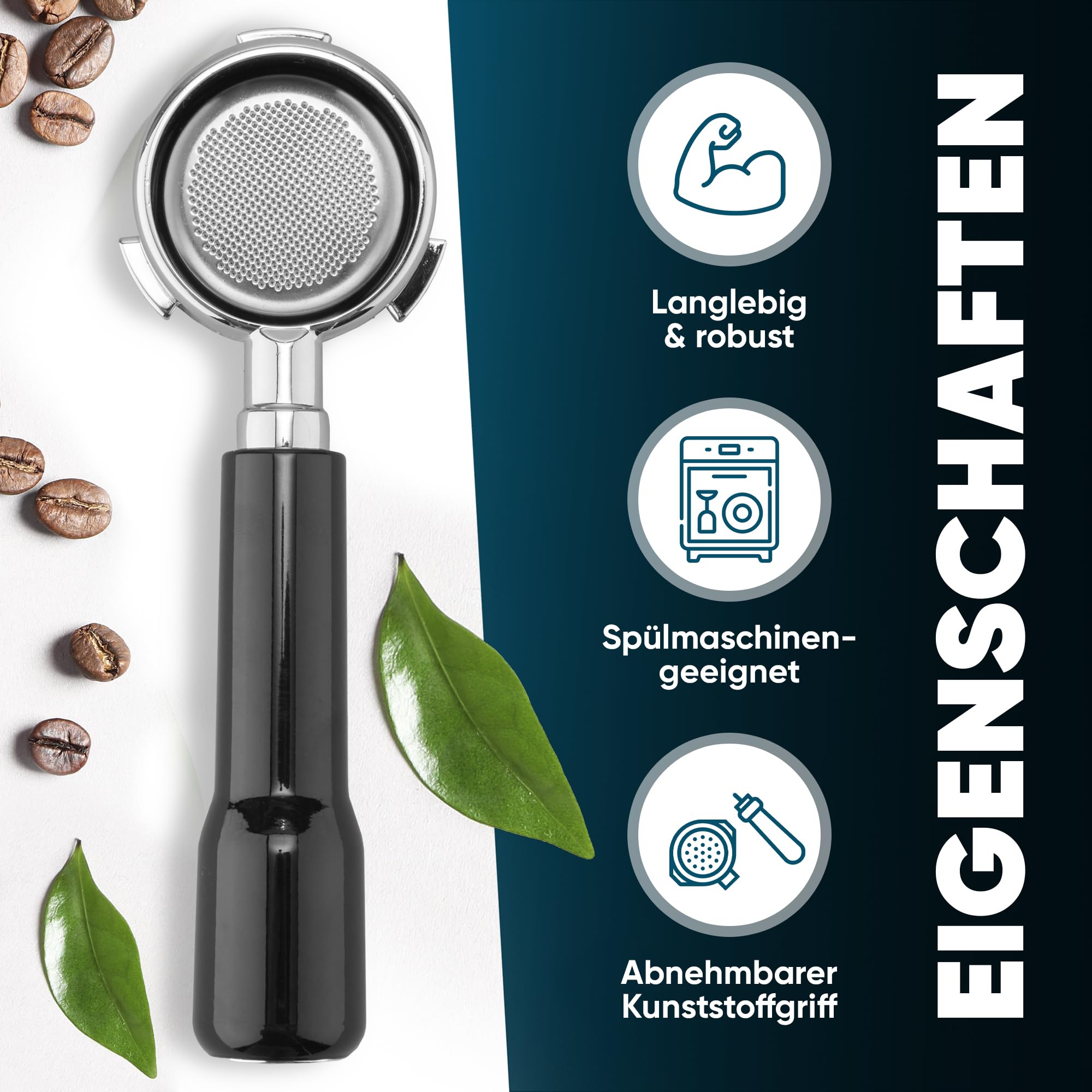 Bodenloser Siebträger 51mm Für DeLonghi Dedica – Inkl. Filterkorb, Löffel, Bürste & Puck Sieb
