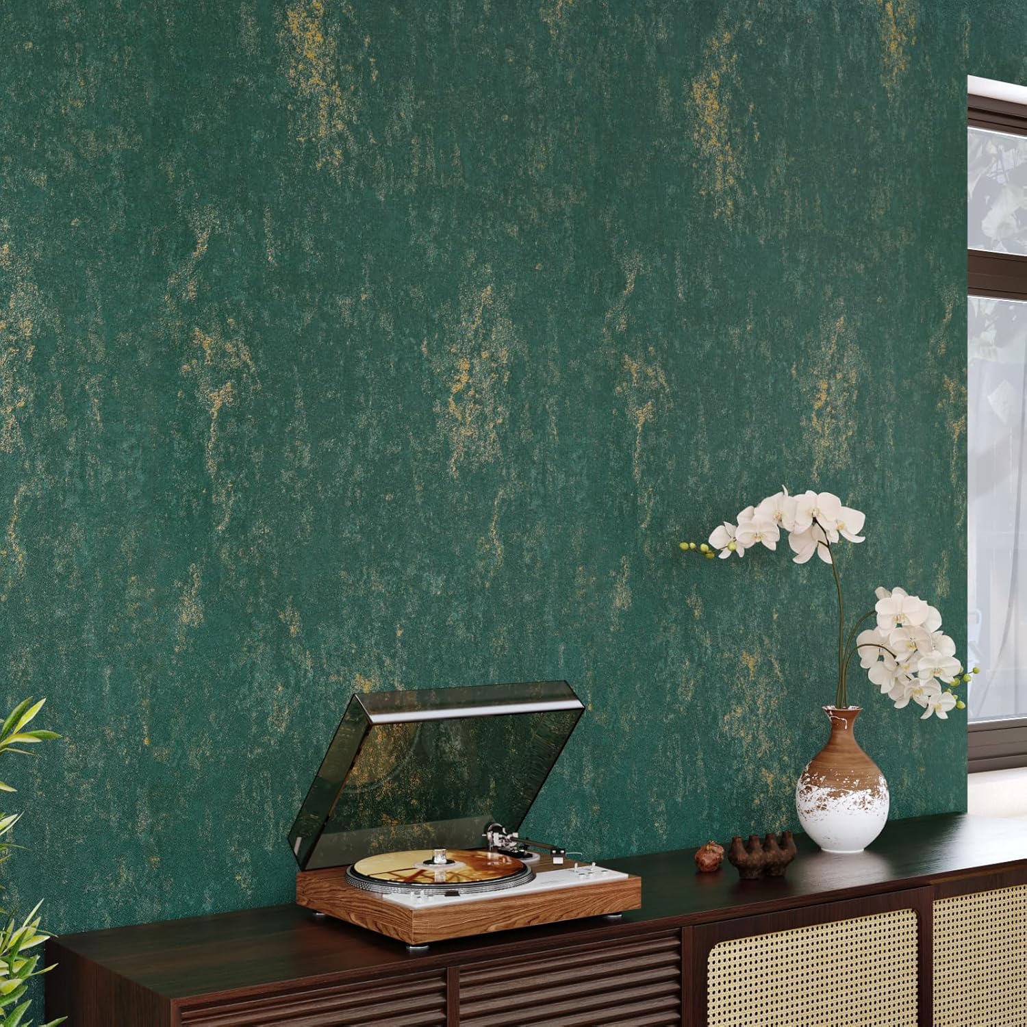 Emerald Green Marble Contact Paper Teal Gold Matallic Wallpaper Peel and Stick Countertops Renter Friendly Textured Wall Paper Granite Wallpaper for Kitchen Bathroom Bedroom Cabinets Liner