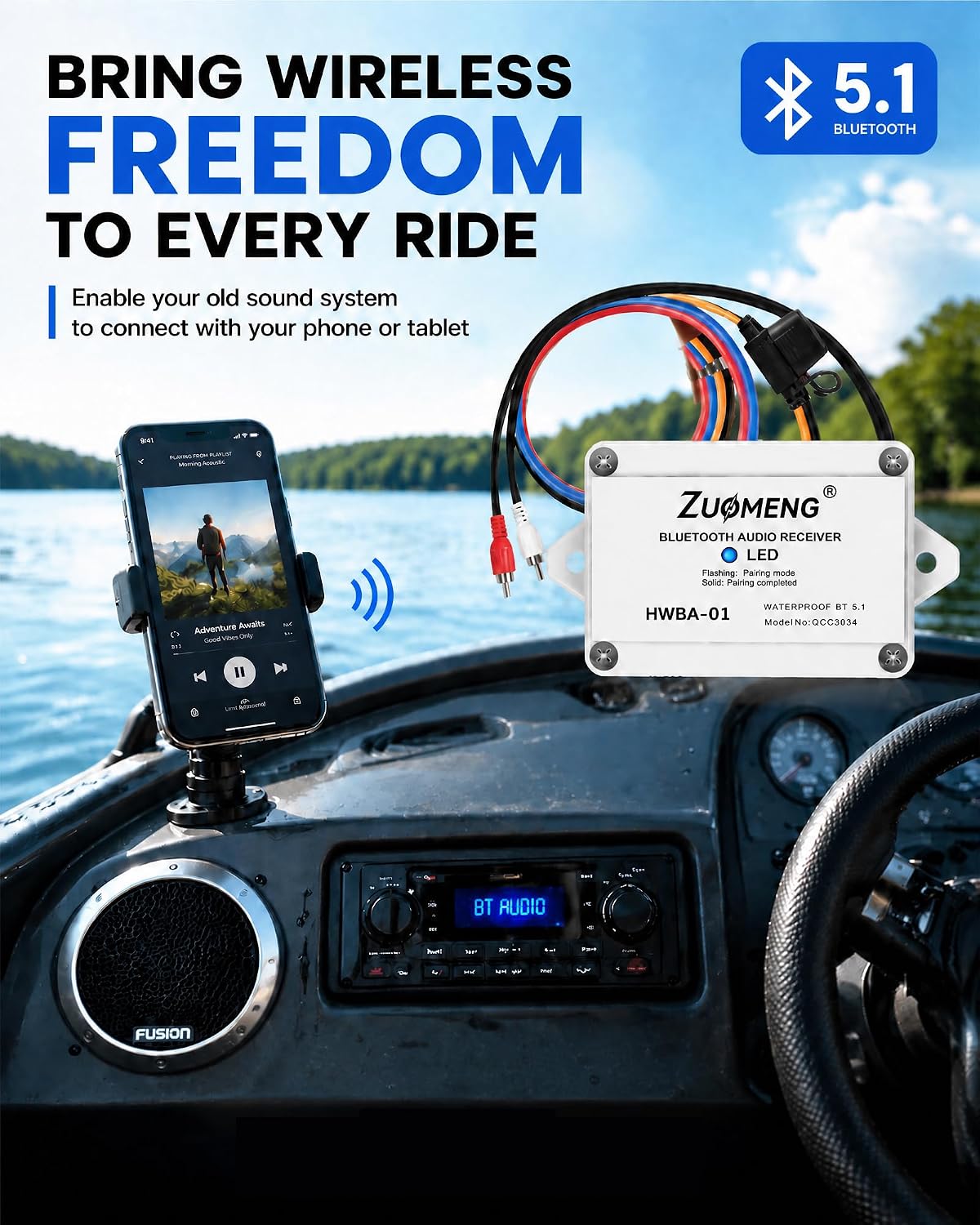 Bluetooth 5.1 Audio Receiver with RCA Stereo Output