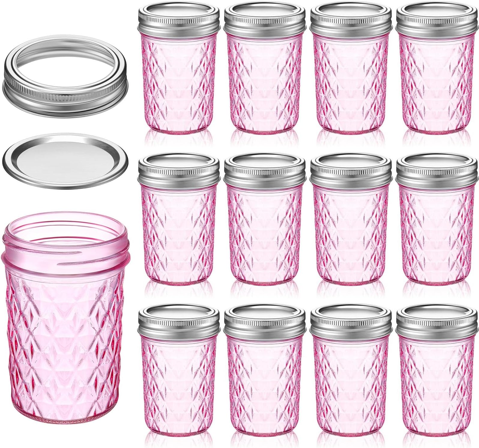 Amazon.com: Zhehao 12 Pcs Mason Canning Jars 4 oz Jelly Jars with ...