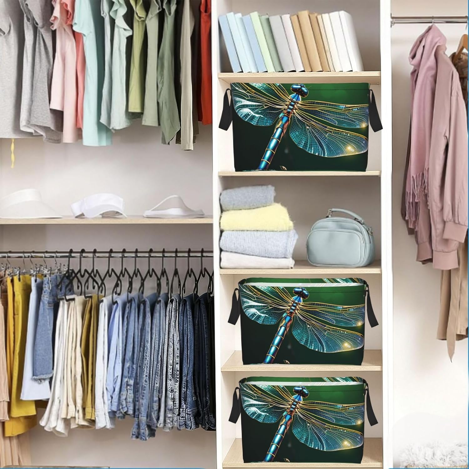 Collapsible Storage Basket for Shelves, Decorative Closet Bin with Handles image 5