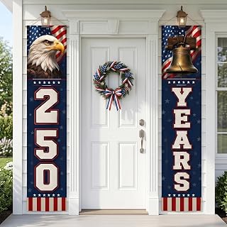 250 Years Porch Banner 14x72in 2 Pack - Eagle Vertical Patriotic, 4th July