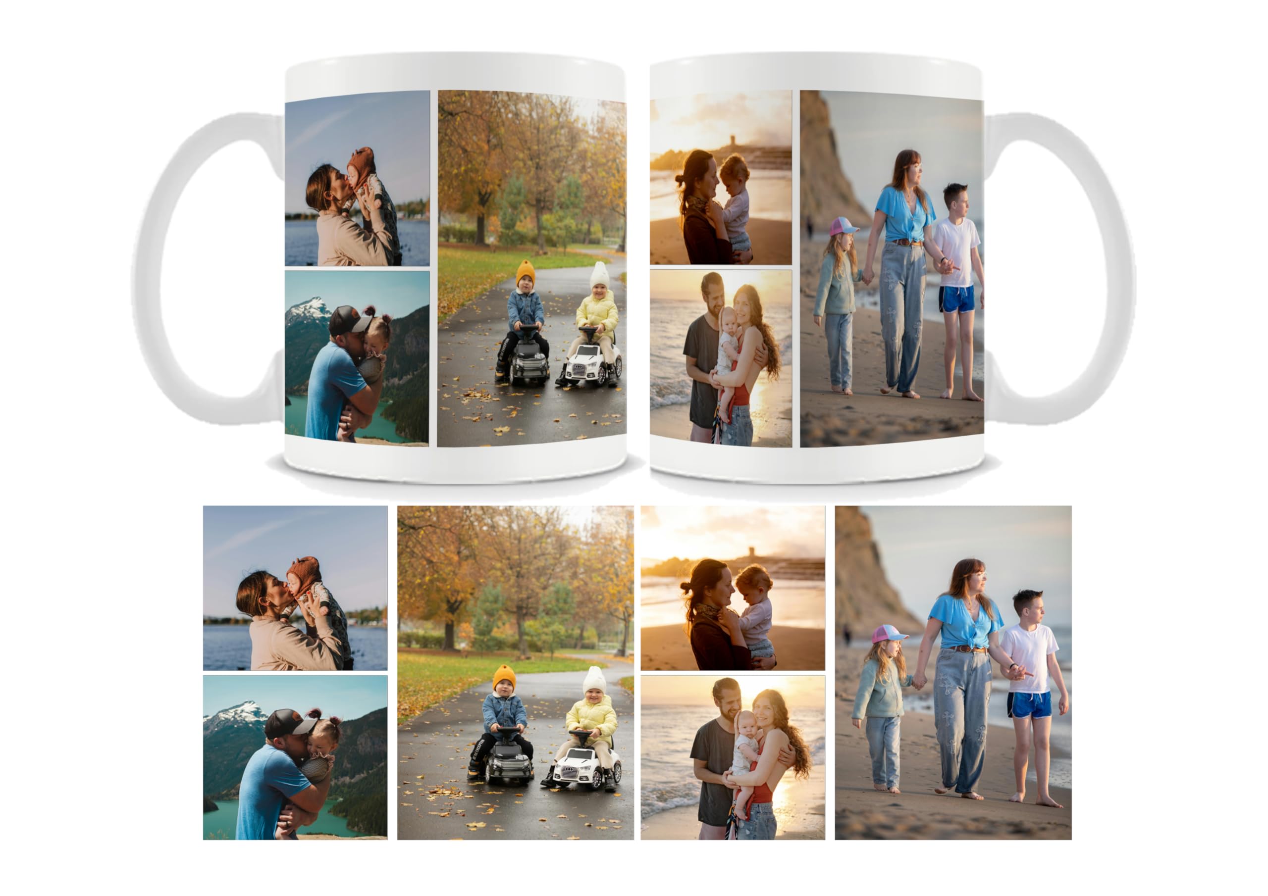 Personalised with Two Photos/Multi Photo Printed Collage Mug, 11oz White Ceramic Mug, Memorable Gift Ideas for Family,Friends,Birthday,Any Special Occasion, Coffee Tea Mug. (6 Photo)
