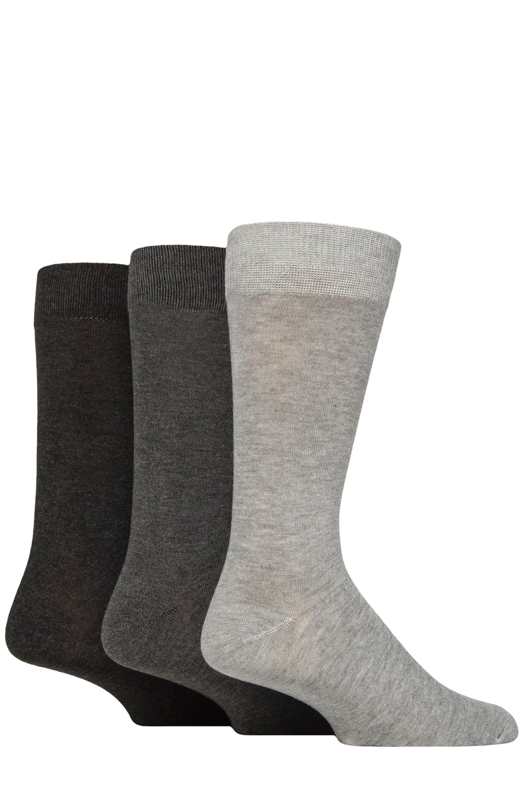 Glenmuir Mens Classic Bamboo Socks - Soft, Breathable & Cooling, Colourful Plain Socks 3 Pair Multipack for Everyday Wear 7-11 Mens - Charcoal
