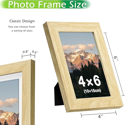 Vista 57 de FrameWorks Paquete de 2 portarretratos de 8 x 10 pulgadas mate a 5 x 7 pulgadas, roble natural, marco de fotos clásico de madera con vidrio