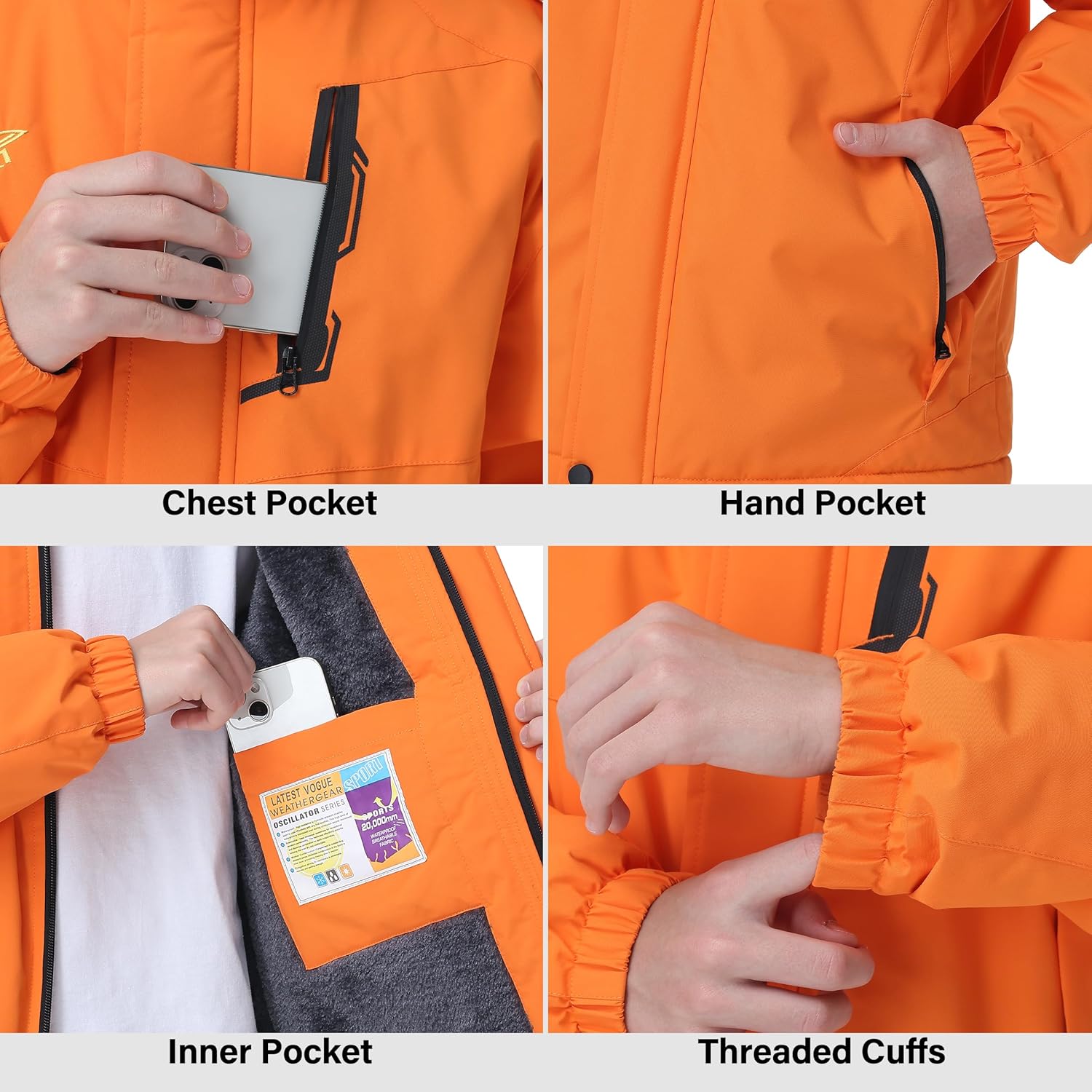 Boys Waterproof Ski Snow Jacket Winter Fleece Lined Warm Coat Hooded Windproof Kids Outerwear - Image 6