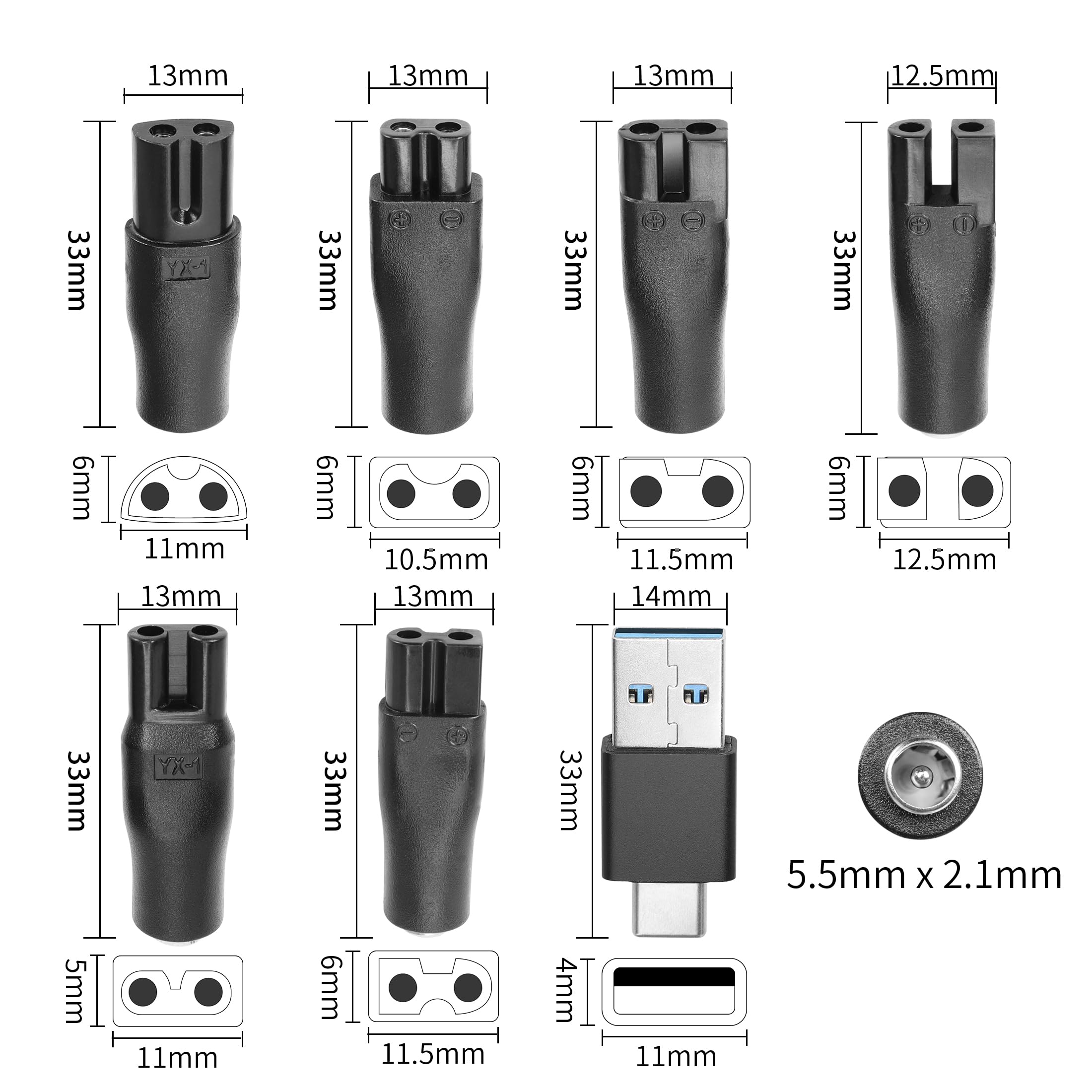 YAODHAOD 7 Plug 5V USB C Shaver Charger Cable,One Blade Charging Cable Compatible with Philips Norelco HQ8505 5000/7000 QP2620 Whale Kemei Babybliss etc - Image 2