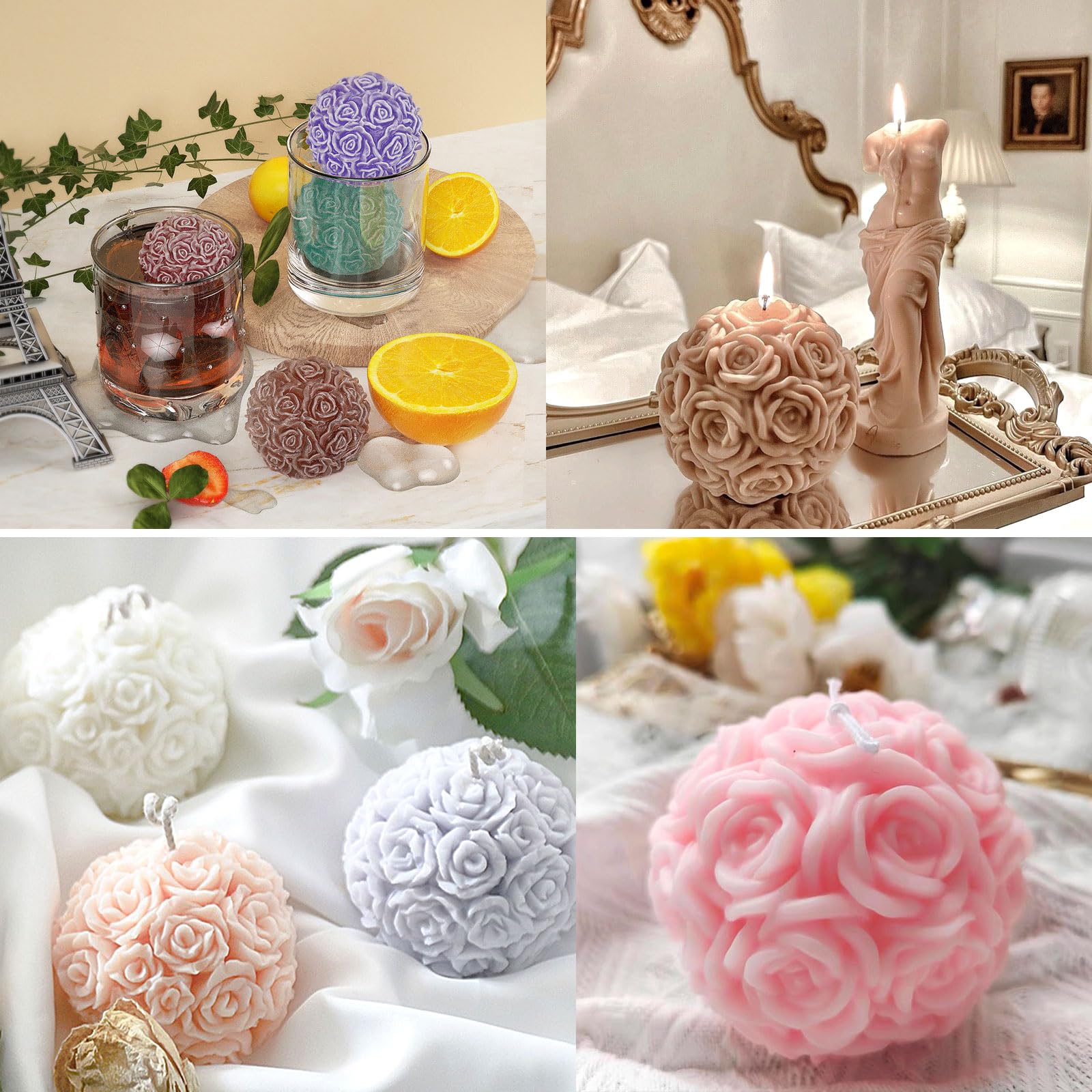 2 stuks rozenkongel, kaarsvormen van siliconen, zelf maken 3D rozen, geurkaarsen, ornamenten, cadeau