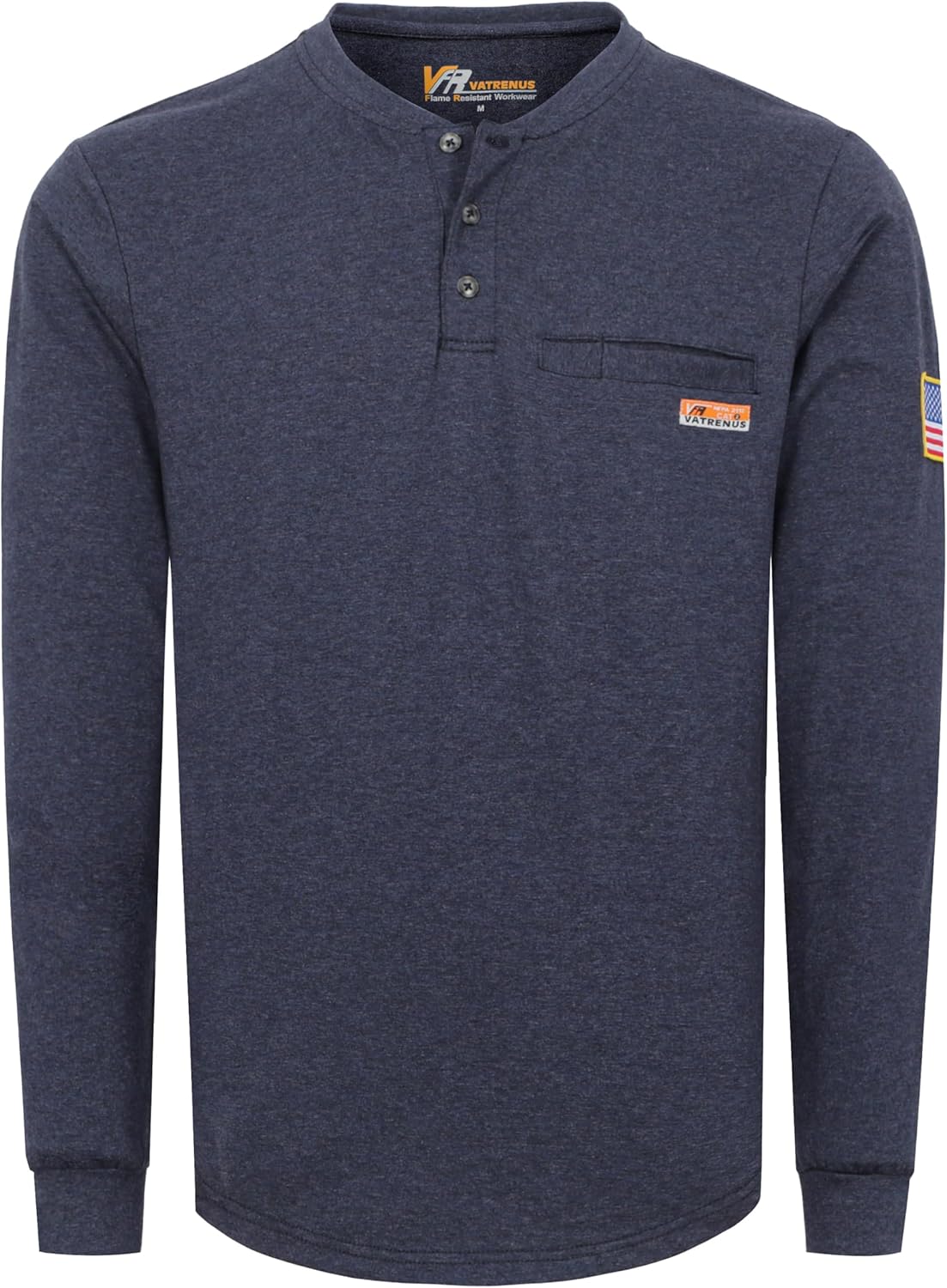 VATRENUS FR Shirt for Men Henley Midweight Utility Pocket Flame Resistant Long Sleeve Work Shirts NFPA2112 CAT2