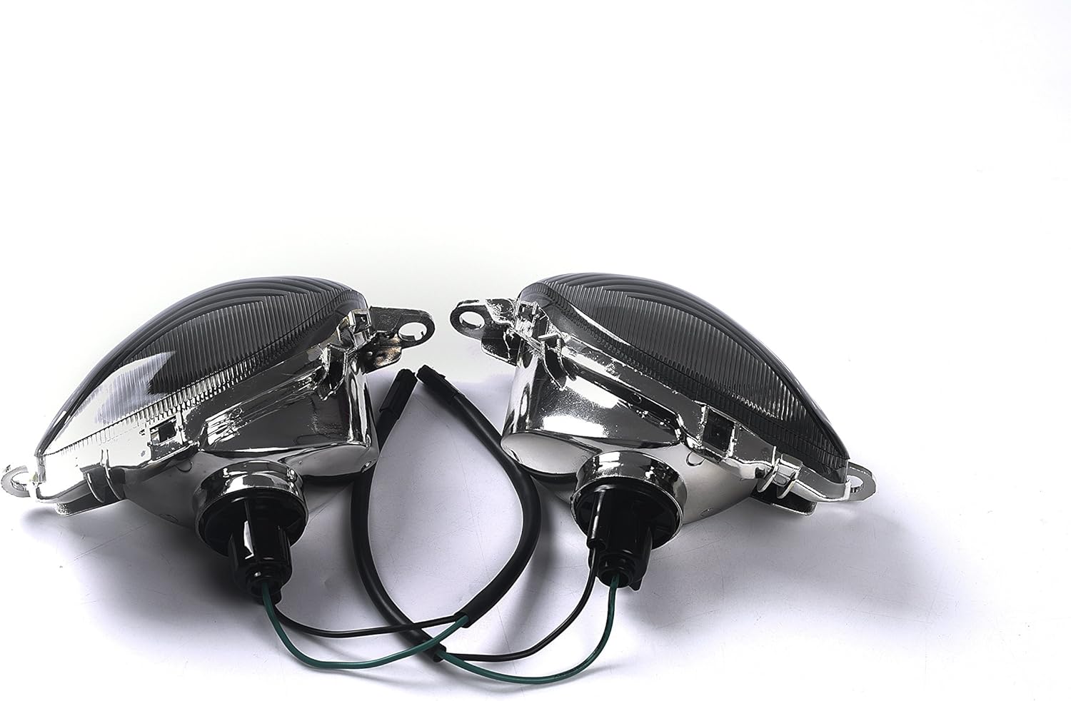 TOPZONE Fit for Suzuki 1999-2007 HAYABUSA - GSX1300R; Front Flasher Light Lamp Idicator Turn Signal+Halogen Bulbs (Smoke, STR Lens)