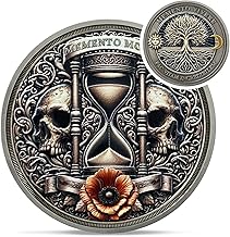 Hourglass Memento Mori Coin - Novelty Tree of Life Stoic Challenge Coin - EDC Amor Fati Skull Token Medallions for Daily Stoic Practice -Inspirational Momento Mori Stoicism Gifts for Men Women Kids