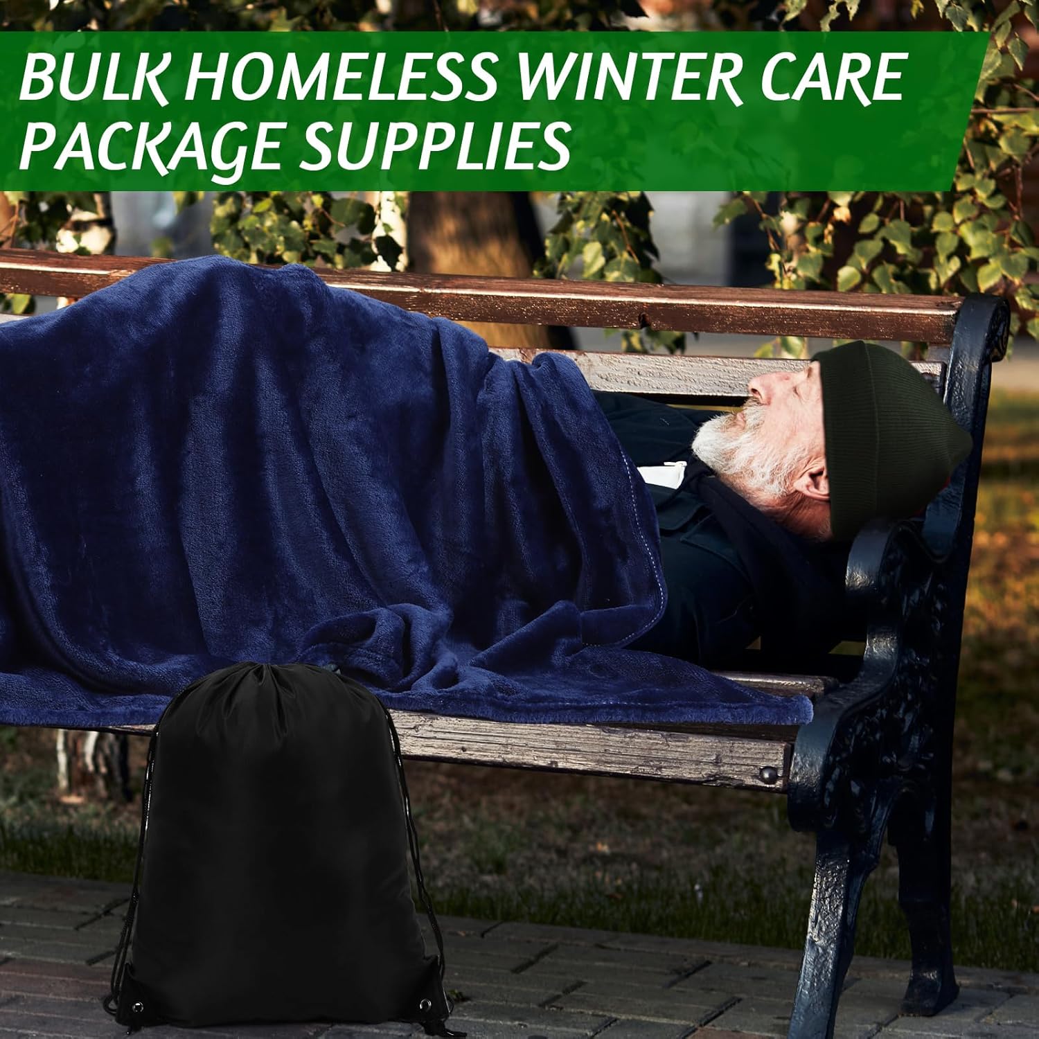 Suhine Homeless Care Package Supplies Bulk Blankets Winter Gloves Beanies Scarves Socks Drawstring Bags for Unisex - Image 5