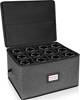 ANILD Stemware Storage Case, Hard Shell Stemware Storage Container, Wine Glass Storage Box Containers for Champagne Flute Glassware or Crystal, Ideal for Kitchen Organizing and Moving Supplies