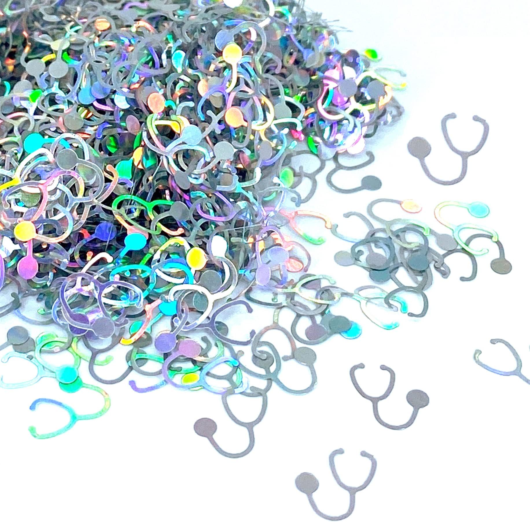 Stethoscope Shape Glitter, Stethoscope Shape, Hospital, Glitter for Nails, Glitter for Tumblers, Glitter Shapes for tumblers, Glitter Shape Confetti (1/2oz)