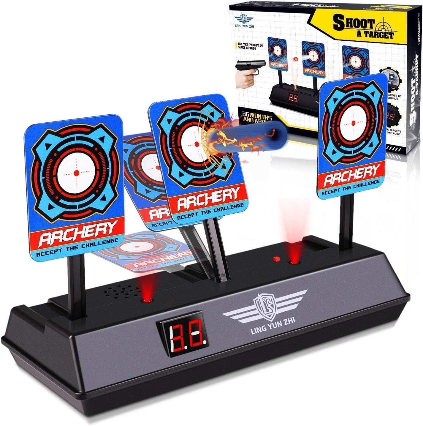 Kqpoinw Target, Gun Target Digital Auto-Reset Shooting Target Gun Target Intelligent Light Sound Effect for Kids (Stationary Targets)