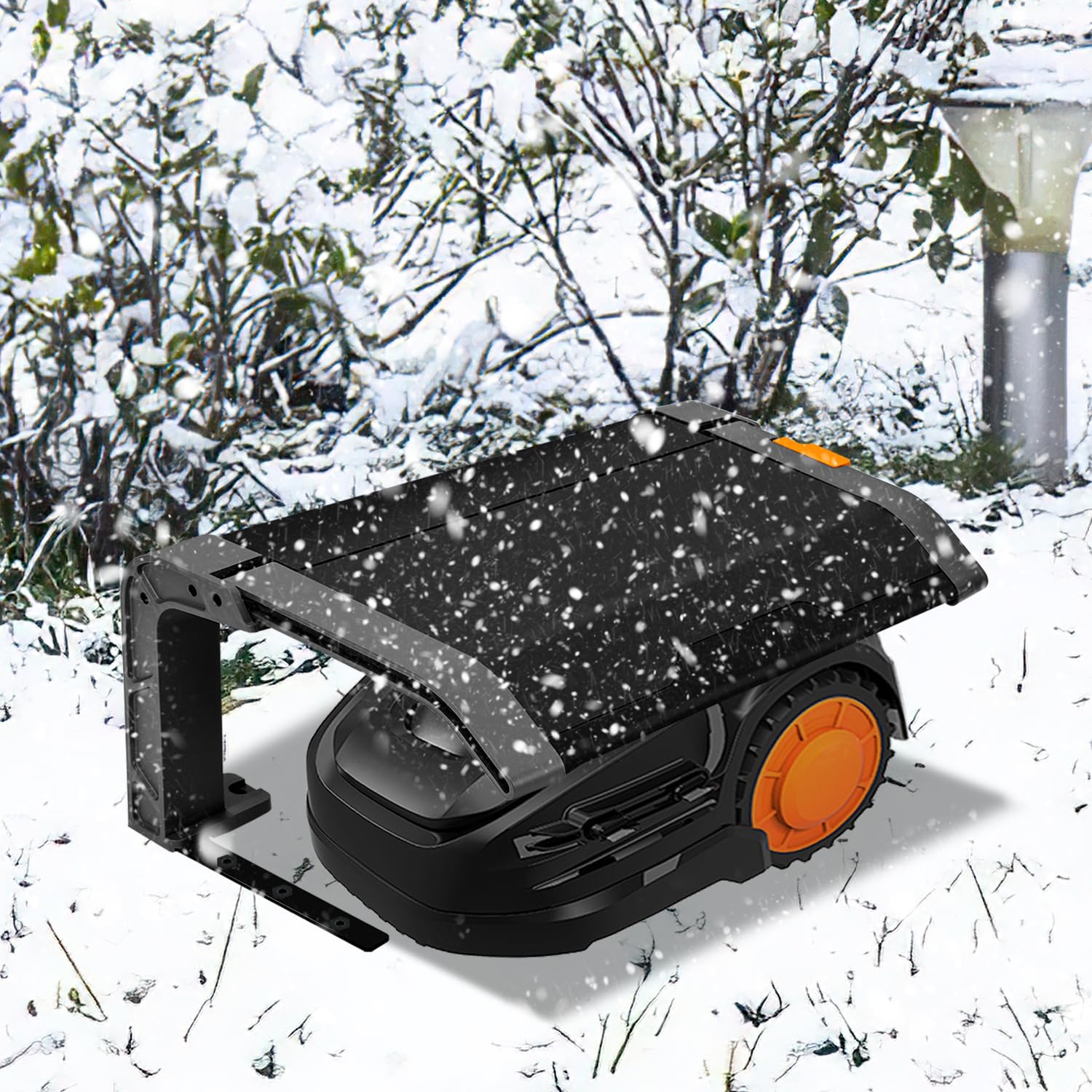 Herrselsam Cubierta protectora para robot cortacésped plegable, garaje con techo y protección UV, ideal contra lluvia y granizo, dimensiones 72 x 56 x 36 cm