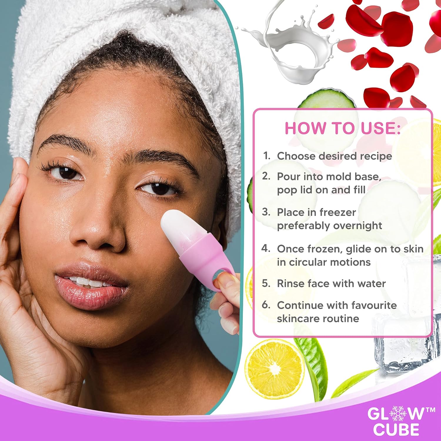 Glow Cube Mini Ice Roller For Face & Eyes To Brighten Skin & Enhance Your Natural Glow/Reusable Facial Treatment to Tighten & Tone Skin & De-Puff The Eye Area (Violet) : Beauty & Personal Care