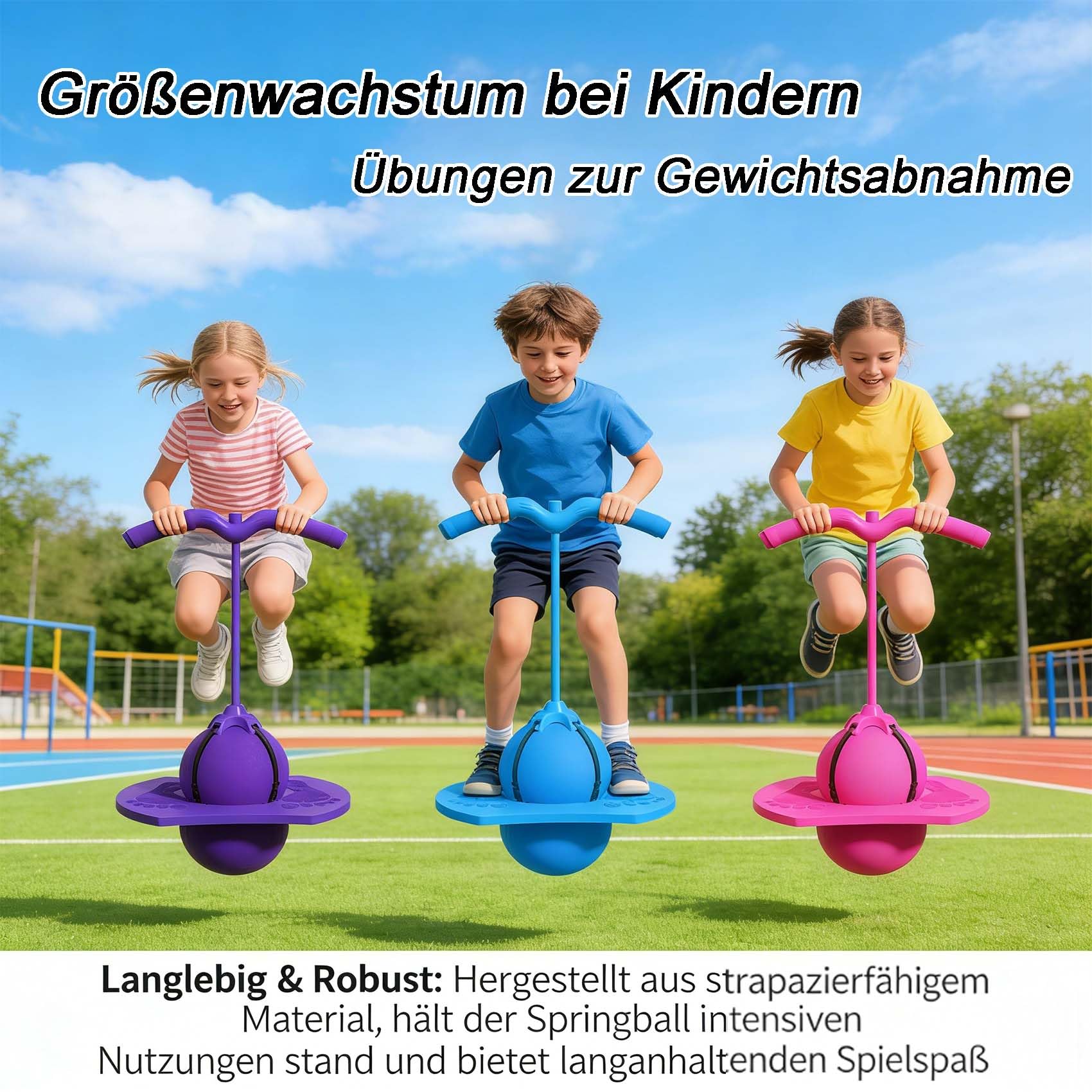 Balance Jump Board Ball Kids, 2026 Neu HüPfball mit Griff, HüPfball Kinder mit Stange, Pogo Sprungball, Rutschfeste Unterseite, Ideal füR Indoor & Outdoor Balance-Training