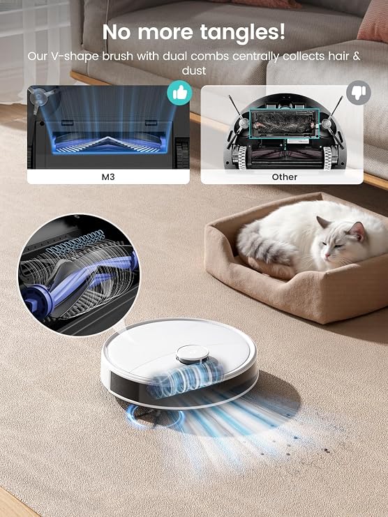 Lefant Robot Vacuum and Mop, 12000Pa Suction,Multifunctional Dock with Hot Water Self-Cleaning&Drying, Obstacle Avoidance,90-Day Self-Emptying, 5G WiFi Alexa/APP/iWatch Control, M3