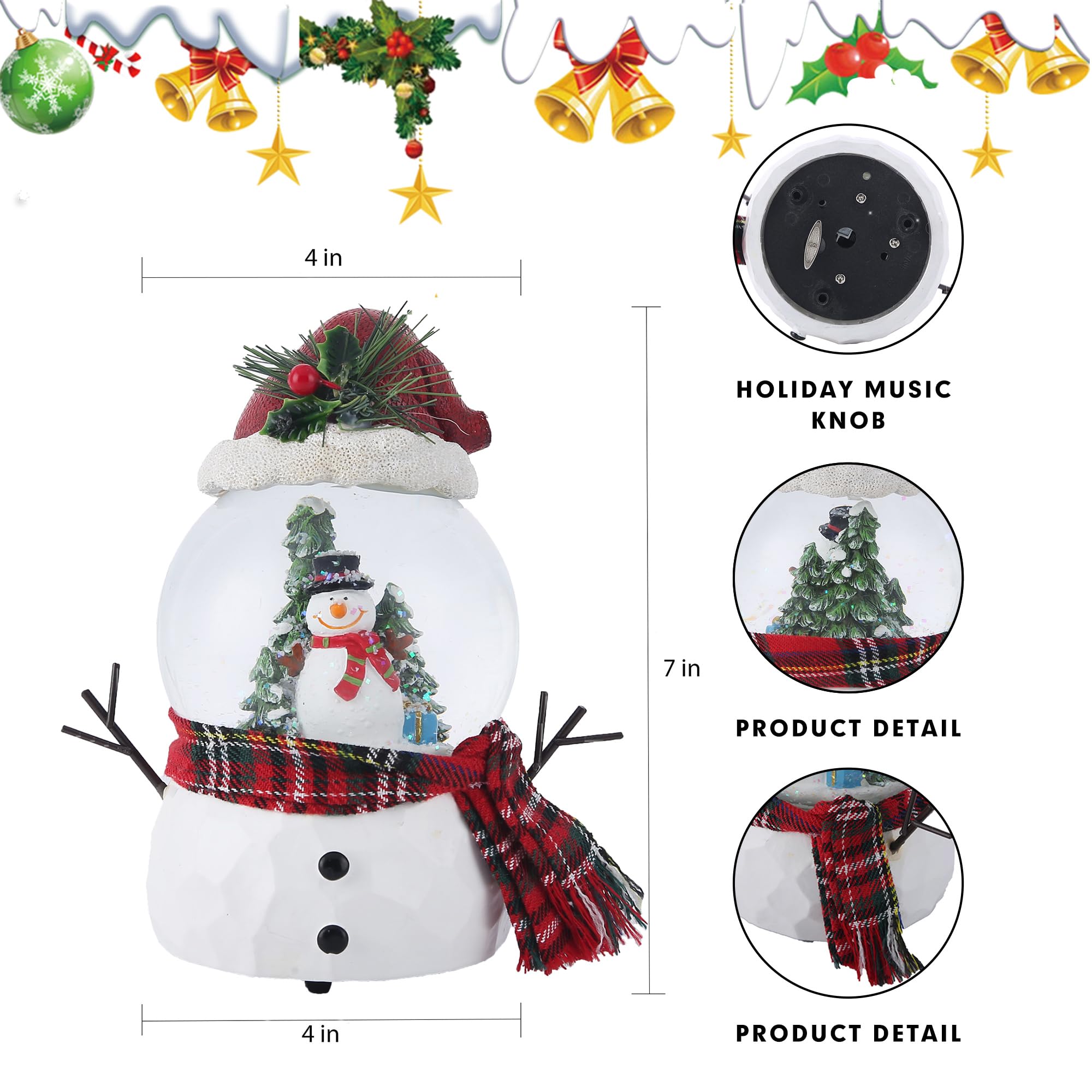 Bola Nieve Musical Decoración Navideña Globo De Nieve De Vidrio Con Música  Bolas De Nieve Navidad, image size:2000x2000