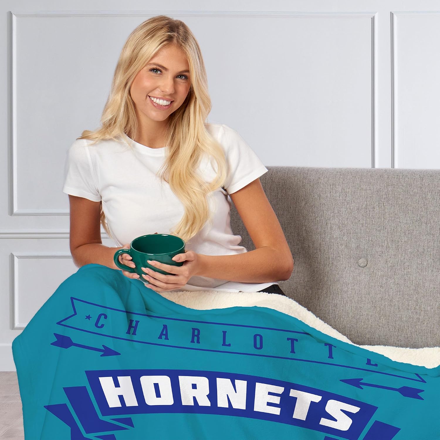 Northwest NBA Charlotte Hornets Silk Touch Sherpa Throw Blanket, 50" x 60", Hardwood Classics