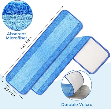 4-Pack 18 Inch Microfiber Mop Pads Compatible with Bona, Washable Reusable