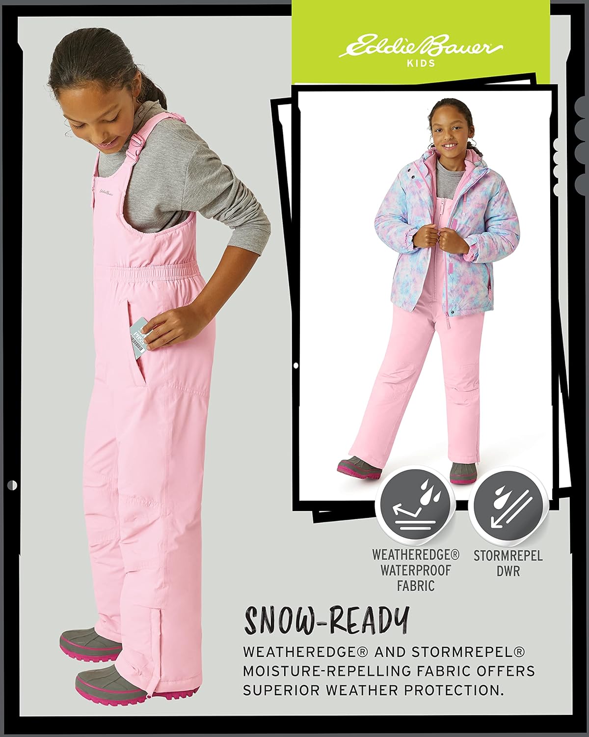 Eddie Bauer Kids Snow Bib - Insulated Waterproof Kids Snow Suit - Cozy Outdoor Activewear Overalls for Girls and Boys (3-16) - Image 5