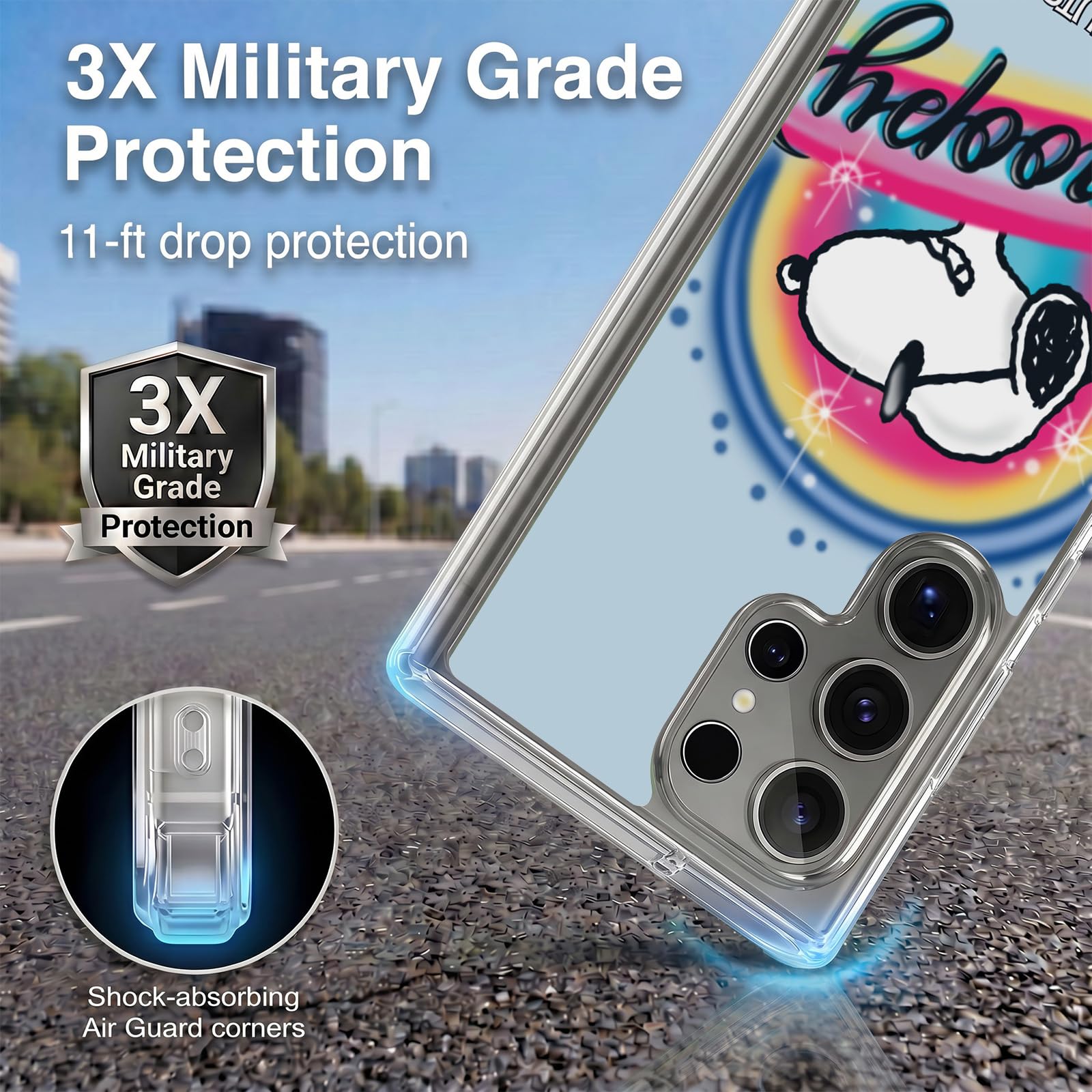 Head Case Designs Licenza Ufficiale Peanuts Colourful Sunglasses Snoopy Passeggiata Aerografata Custodia in Gel [Grado Militare] Compatibile con Samsung Galaxy S24 Ultra 5G E Compatibile con MagSafe