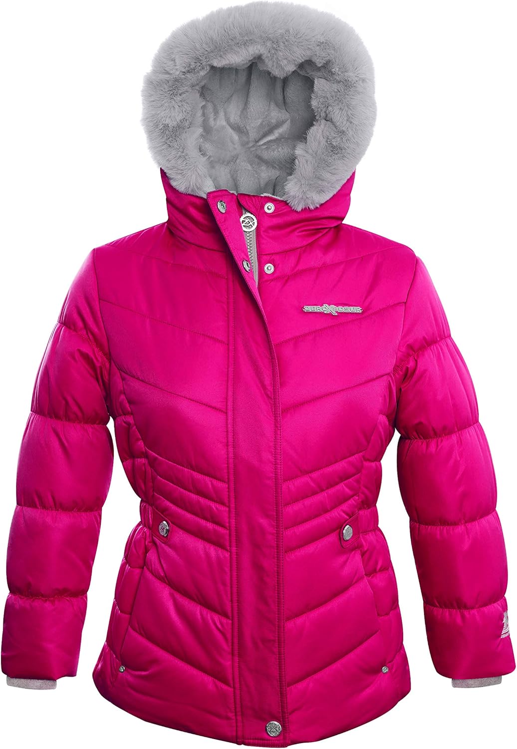 ZeroXposur Girls Puffer Jacket Fleece lined Winter Coat with Hood and Faux Fur Trim: Clothing, Shoes & Jewelry