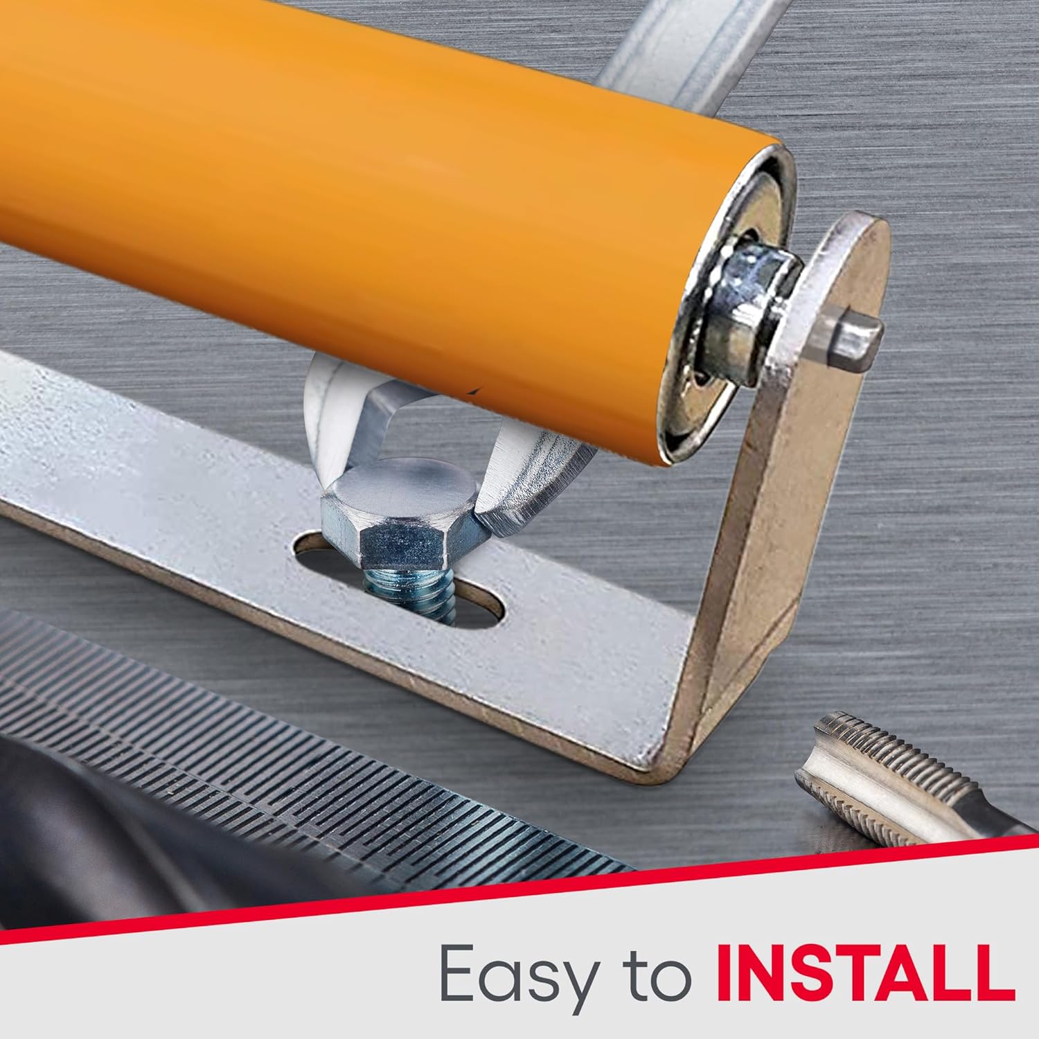 Ultimation Heavy Duty Polyurethane Coated Roller with Brackets – Industrial Conveyor Roller for Smooth Material Handling, Kayak & Boat Loaders, Load Assist for Trailers, 1.5″ Diameter, 21″ Frame