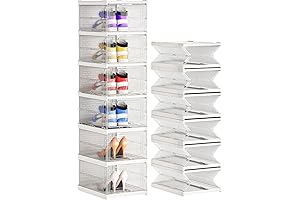 Foldable 6-Cubby Clear Door Shoe Organizer: Optimize Closet Space