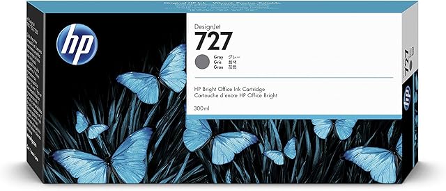 HP 727 F9J80A Grey 300-ml Genuine HP DesignJet Ink Cartridge, high capacity, original HP Ink, for HP DesignJet T2500, T1500 & T900 Series Large Format Plotter Printers and HP 727 DesignJet Printhead