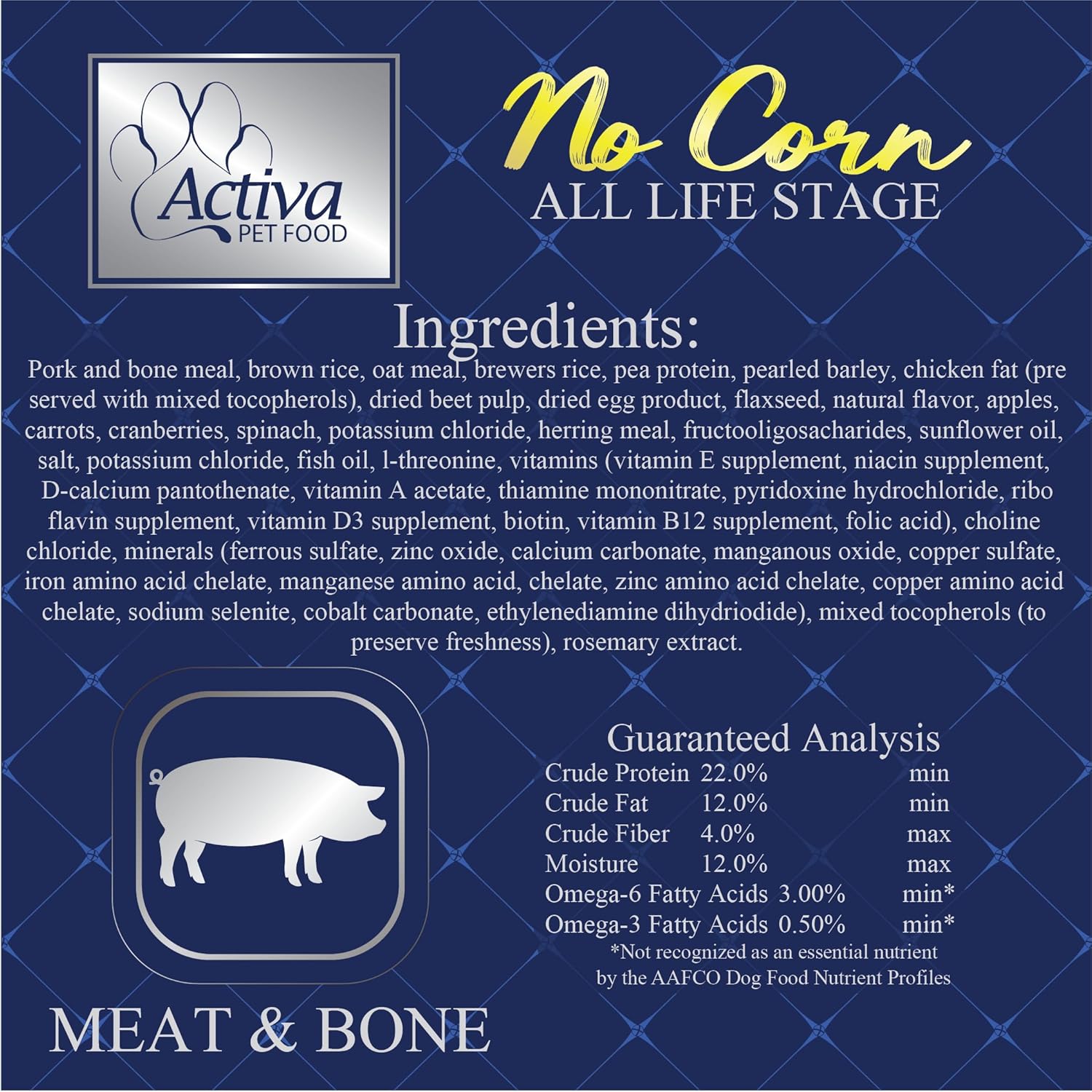 Activa No Corn Custom Dog Food (Meat & Bone Meal, 15lb.)