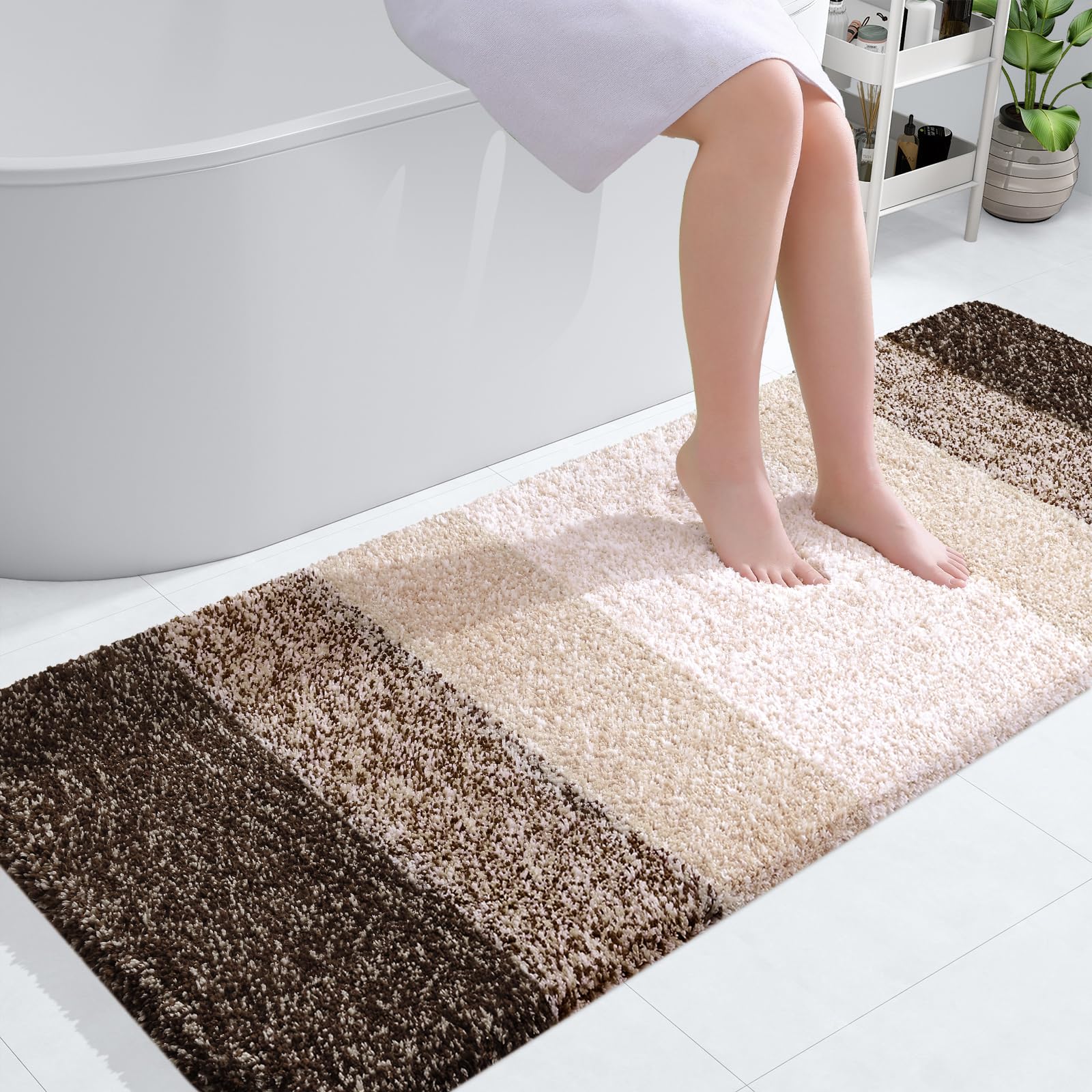 OLANLY Bathroom Runner Rug 54x24, Extra Soft Absorbent Microfiber Bath Rugs