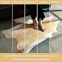 Vista 4 de Alfombras de piel de vaca, alfombra pequeña de piel de vacuno, lavable de piel sintética de animales, 2 x 3 pies, antideslizante, alfombra