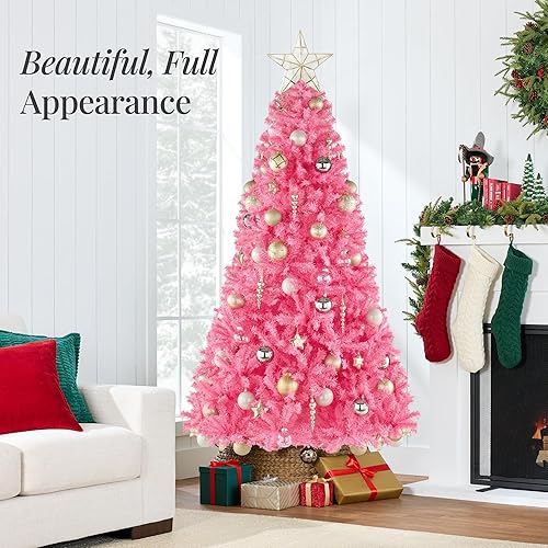 Miniatura 4 de Best Choice Products Árbol de Navidad artificial de 9 pies, abeto completo, decoración navideña de temporada con 2,000 puntas de rama, soporte