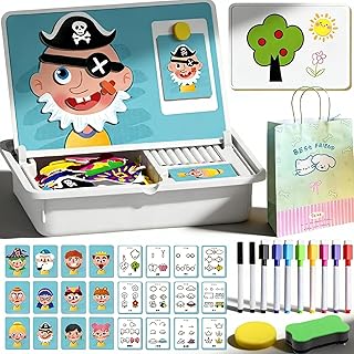2026 Upgraded Magnetic Puzzle Learning Building Block Toys, Double Side Magnetic Dress Up Puzzle, Portable Magnetic Face Puzzle with Write Board, Enhances Creativity and Learning (Face Changing)