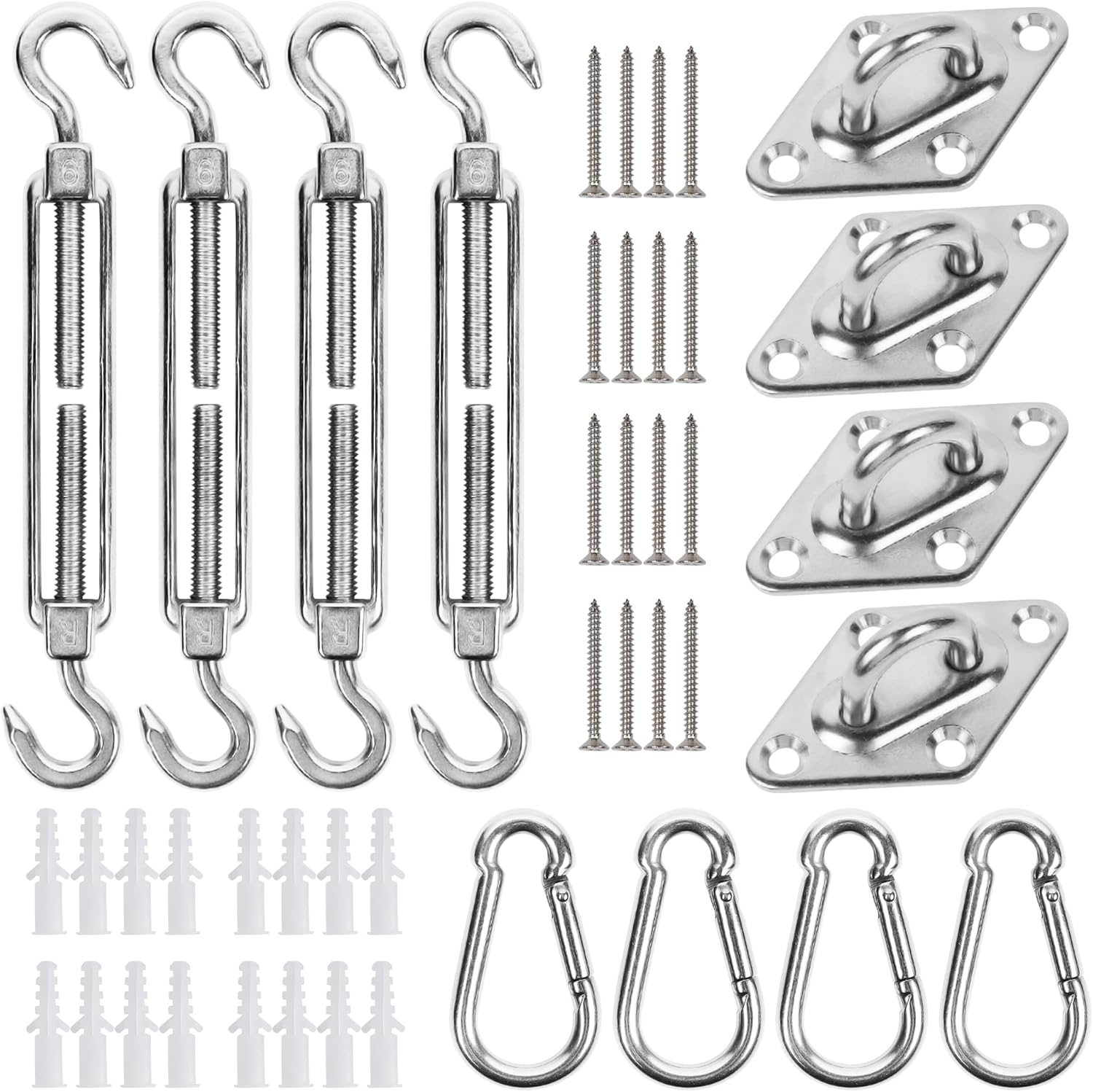 44 Pcs Shade Sail Hardware & Shade Sail Hardware Kit