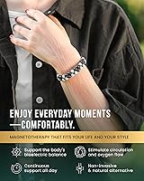 Vista 2 de MagnetRX® Pulsera de Hematita y Piedra Lunar - Pulseras Magnéticas de Hematita de Fuerza MÁXIMA - Pulseras de Cuentas Blancas con Cristales