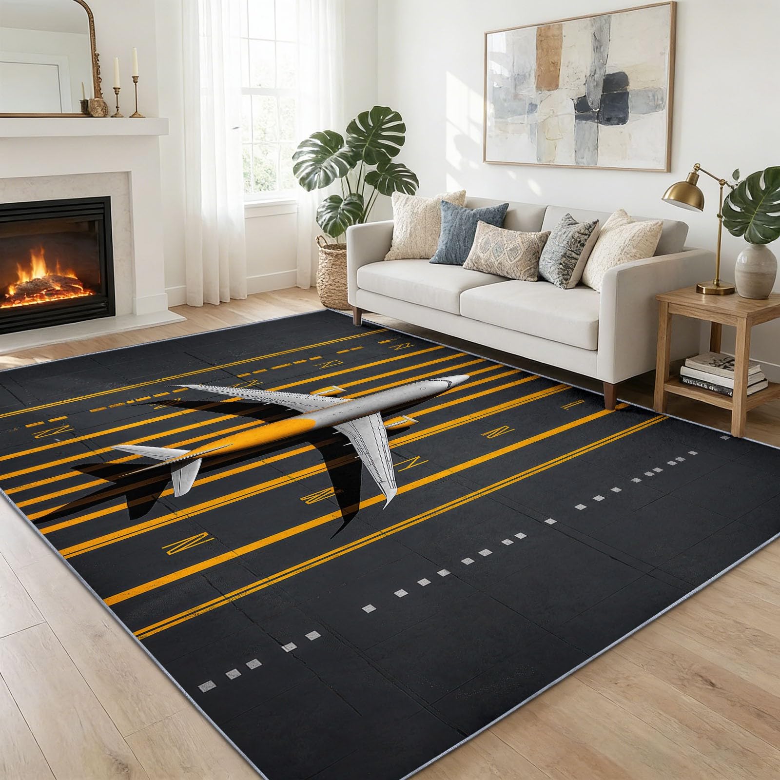 Tapis de salon 160 x 230 cm doux au design minimaliste moderne moderne