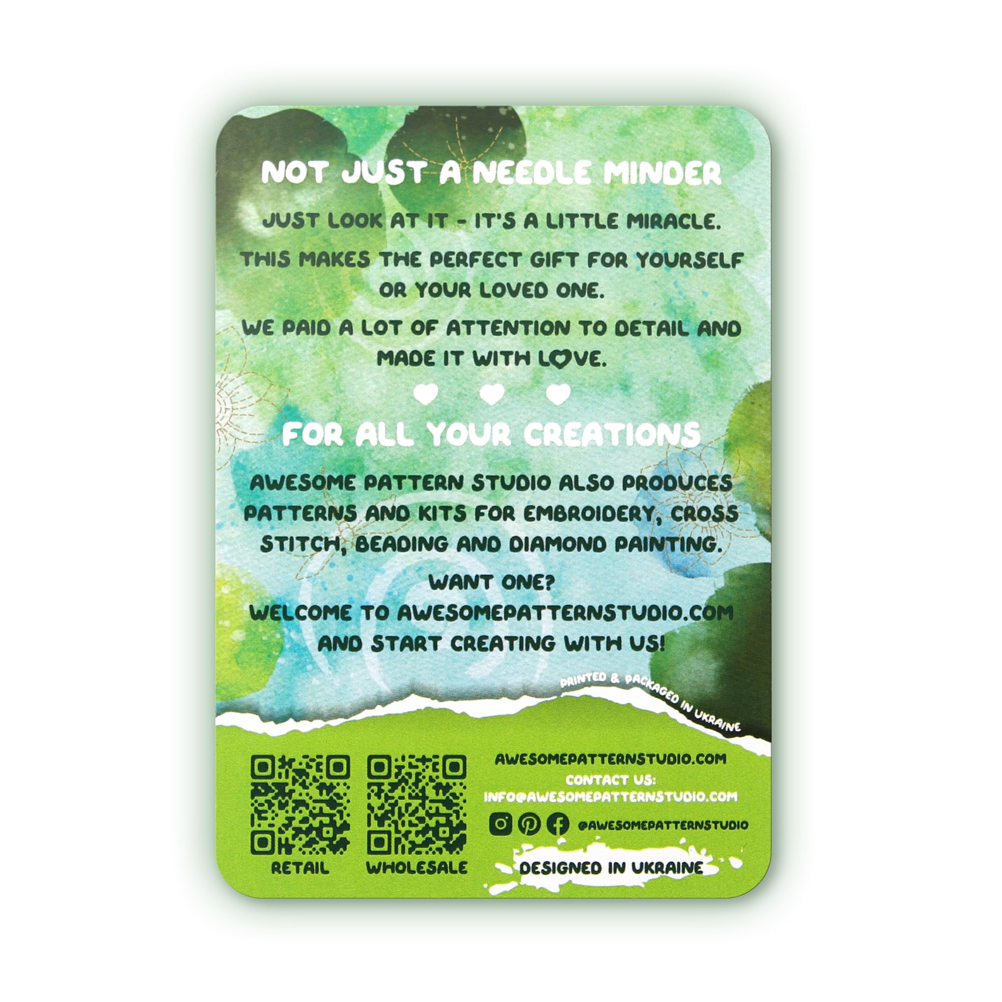 Awesome Pattern Studio Needle Minder Set - Mandala Frog Magnetic Needle Minder + 2 Needle Threaders. Enamel Pin for Cross Stitch, Embroidery and Craft